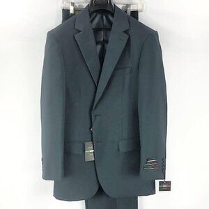 LUCCI Men Charcoal Gray Suit 2 Button Single Breasted Flat Front Pants Size 36R